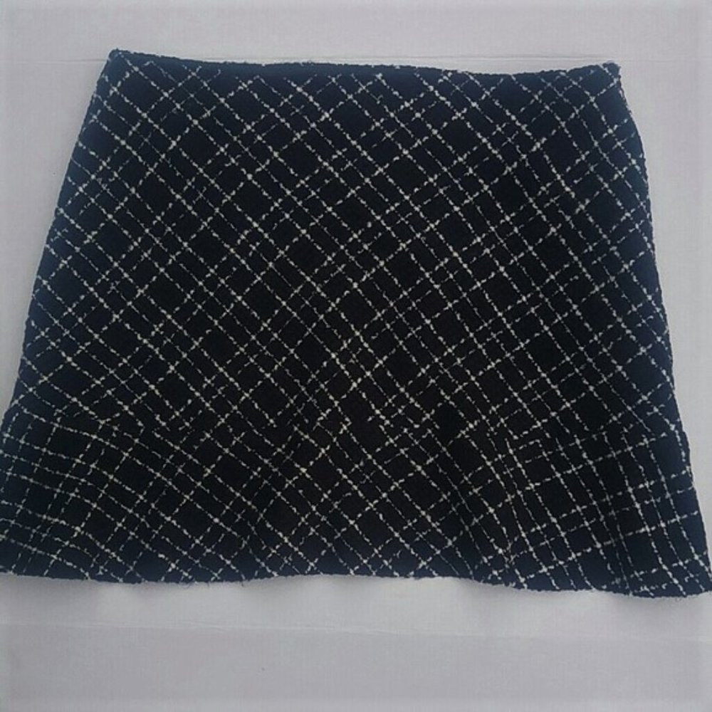 George Windowpane Pattern Black and White Skater Skirt  SZ 16
